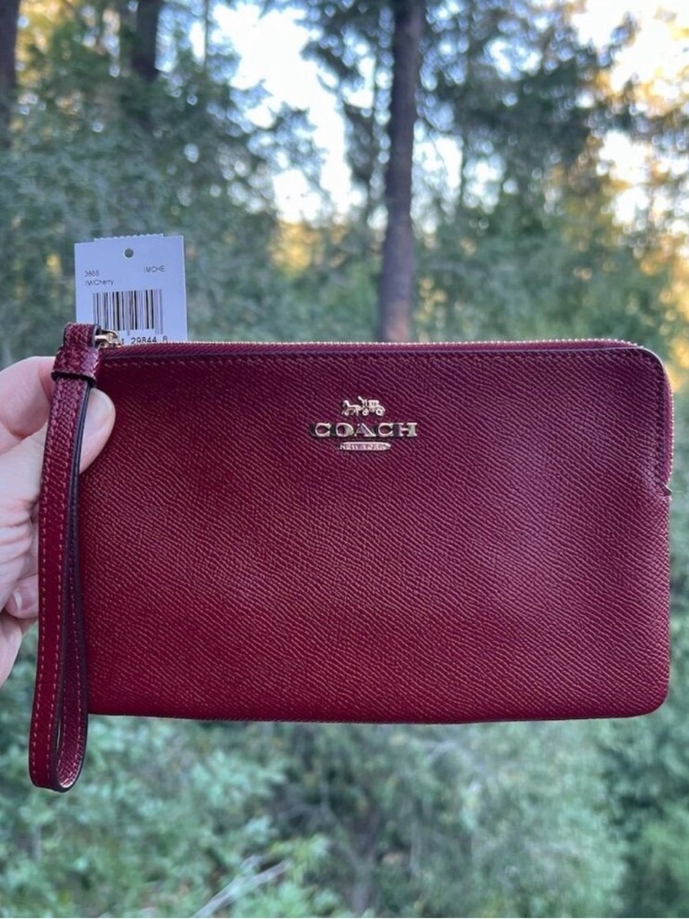 COACH Large Leather Corner Zip Phone Wallet Wristlet Clutch NWT
